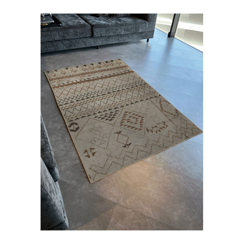 Tapis géométrique abstrait à motif géométrique abstrait, Tapis de couloir 3 pi 3 po x 6 pi 7 po