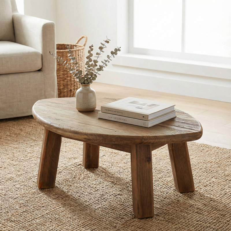 Wilder Oval Coffee Table, Solid Reclaimed Wood, Small 28x18x11