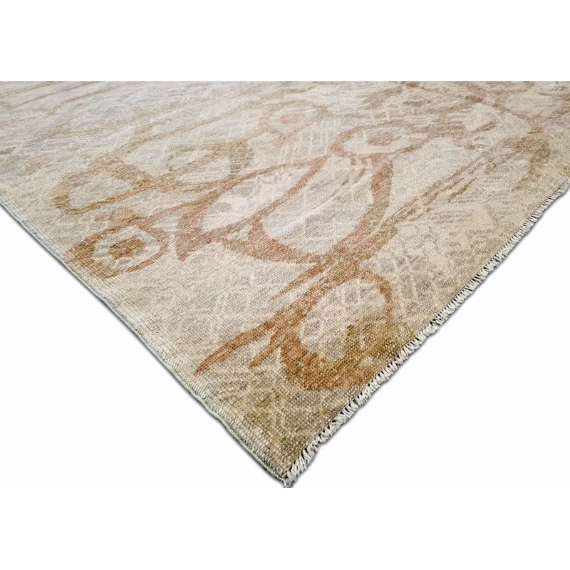 Tapis unique en laine noué à la main beige et gris des années 1960 de 6 pi 4 po x 9 pi 2 po