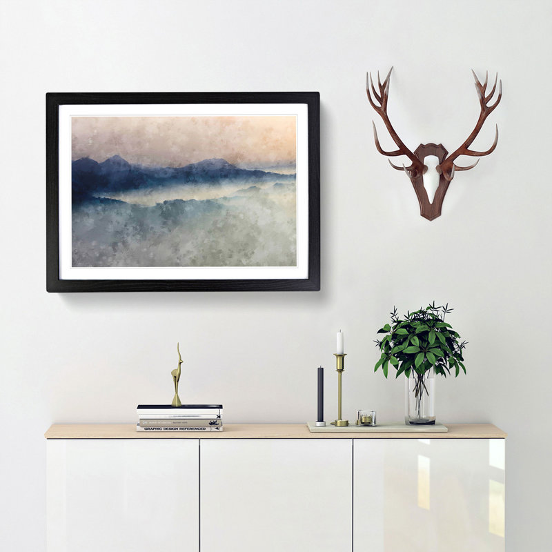 Misty Mountains - Picture Frame Painting Print, 45cm H x 63cm W x 2cm D, Black Framed