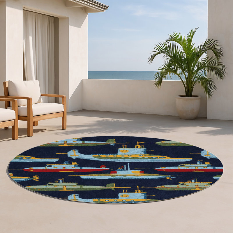 Tapis intérieur et extérieur gris Transport, Rond 5 pi