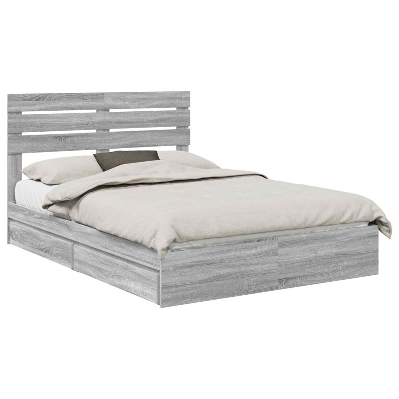 Bed, European Kingsize (160 x 200 cm), Grey Sonoma