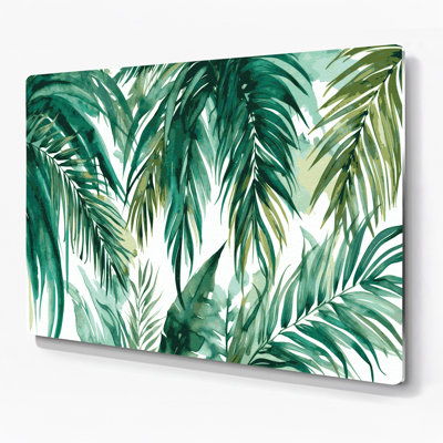 Botanical Palm Fronds Green Metal Wall Art