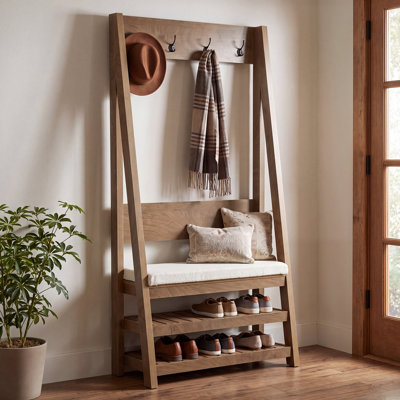 Banc d'entrée avec porte-manteaux et rangement pour chaussures