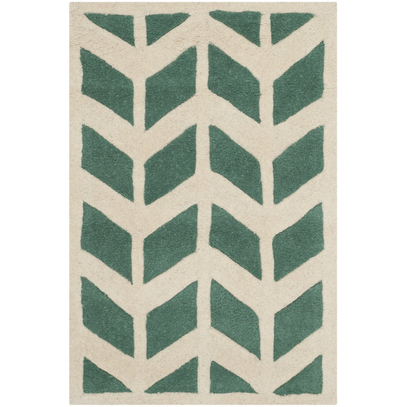 Deedie Hand Tufted Wool Chevron Rug, Rectangle 2' x 3'