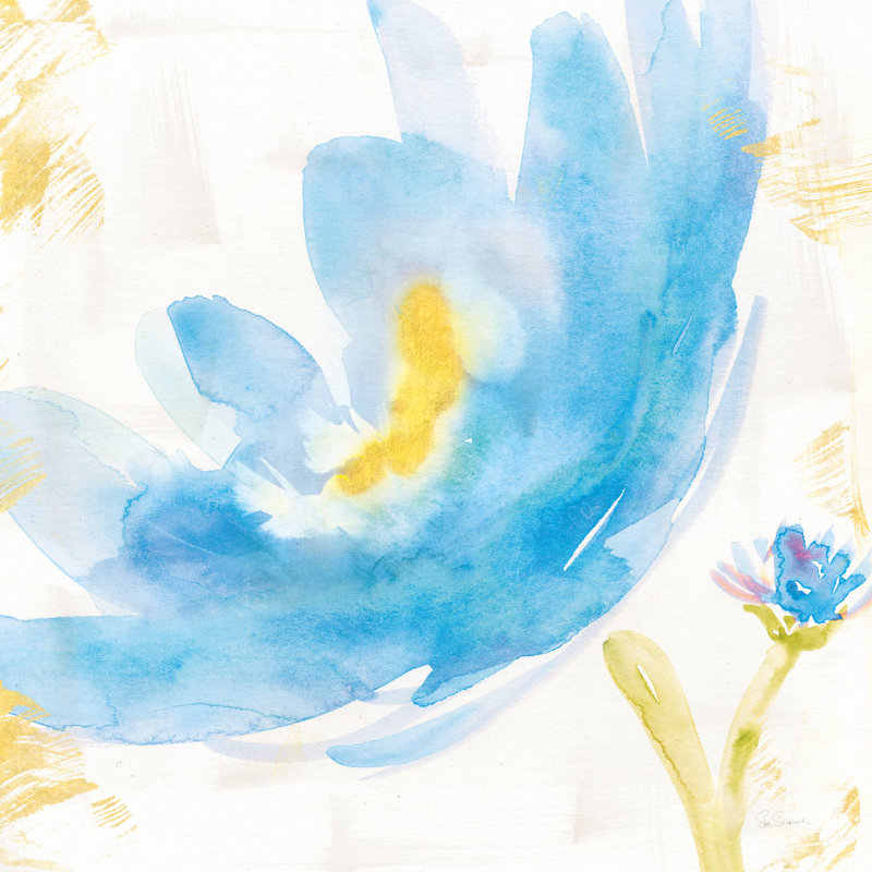 «Breeze Bloom V V2» par Sue Schlabach, peinture sur toile tendue, H 20 po x l 20 po, Non, Cadre flottant noir