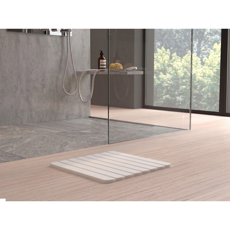 Diatomite Stone Bath Mat, Quick Drying Diatomaceous Earth - Natural White, Small, Natural White, Small 16" L x 12" W