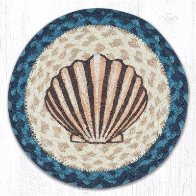  Scallop Printed Round Trivet 10"x10" Heat-Resistant Kitchen Accessory