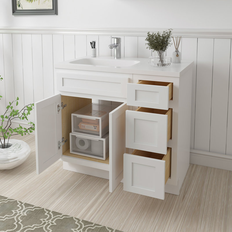 Base de meuble-lavabo simple 36 po seulement, Blanc