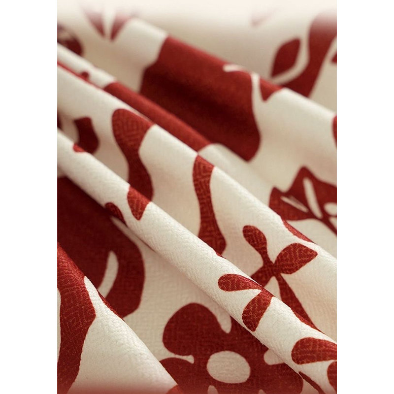 Red Deer And Floral Christmas Cotton Blend Tablecloth With Pom Pom, 87"L x 56"W