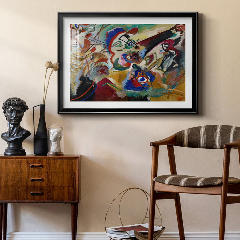 Improvisation (composition abstraite) - Wassily Kandinsky - reproduction encadrée avec passe-partout et verre - 1913, Noir