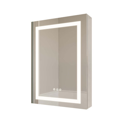 Bathroom Medicine Cabinet With LED Mirror, Anti-Fog, Waterproof, 3000K~6000K Single Door Lighted Bathroom Cabinet With Touch Swich, Dimmable,Recessed -  Brayden Studio®, 35EDD8D2402643ABB1F4DF2AB7738023