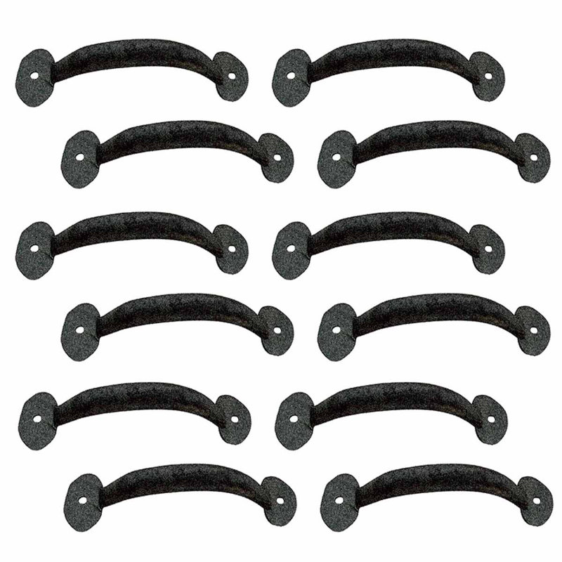 Black Wrought Iron Colonial Style Cabinet Pull Handles Pack of 12