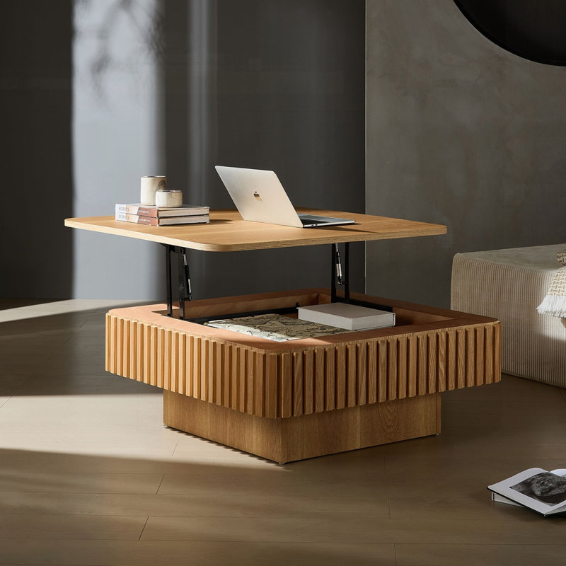 Modern Square Coffee Table, Natural Ash