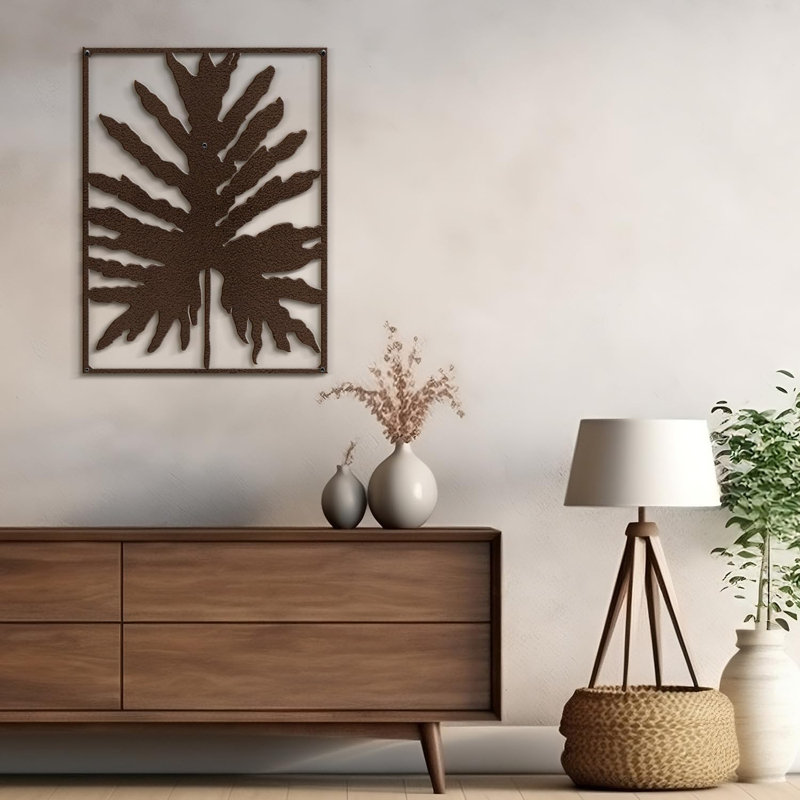 Chêne feuille minimaliste moderne abstrait sculpture décorative murale décoration murale, H 24 po x l 17,91 po x P 0,05 po