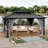 Outdoor Metal Hardtop Patio Gazebo with Privacy Curtain and Mosquito Netting-109868099