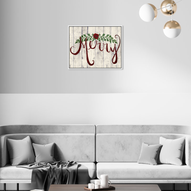 « merry », art textuel sur toile, Toile blanche encadrée, H 20,5 po x l 16,5 po x P 1,5 po