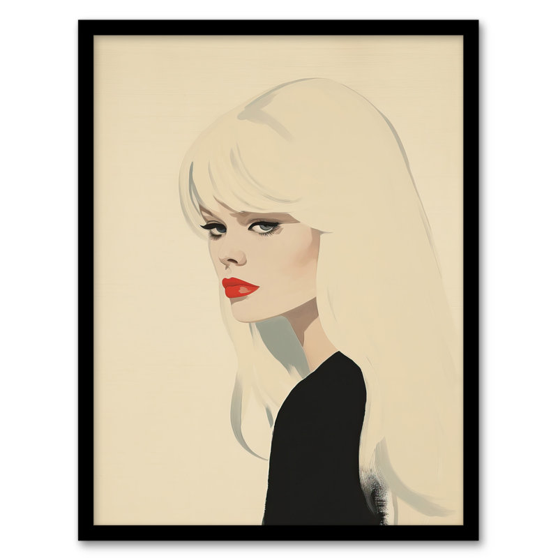 Serious Side Eye Retro Female Beauty Portrait Alabaster - Single Picture Frame Print