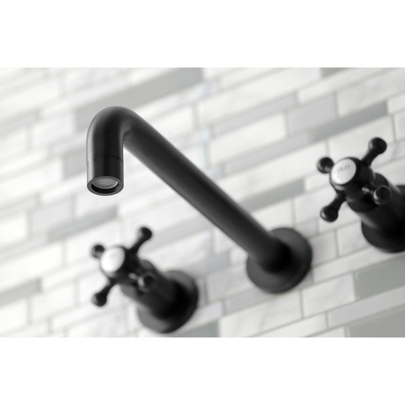 Kingston Brass Metropolitan Two-Handle 3-Hole Wall Mount Roman Tub Faucet, Matte Black