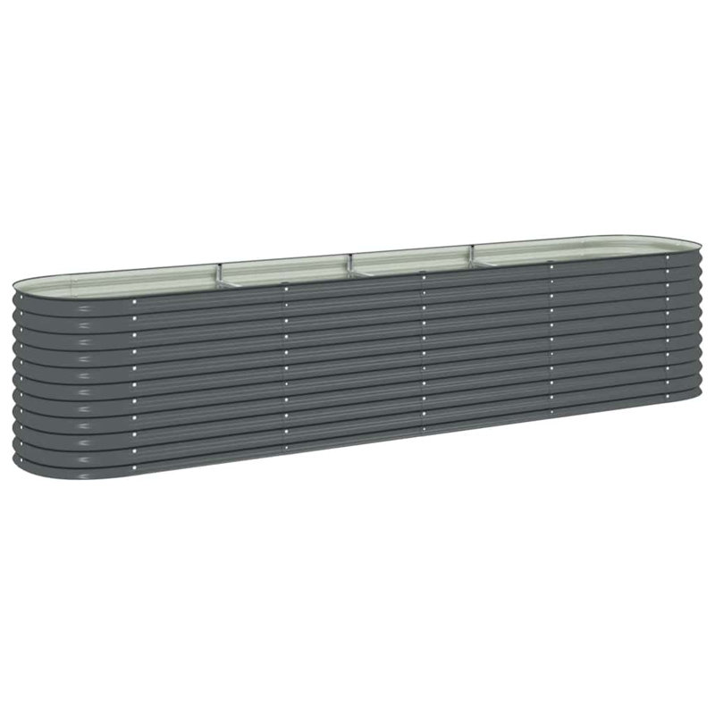 Pot de fleurs surélevé en acier galvanisé Pickell, 157.5" x 31.5" x 31.9", Gris