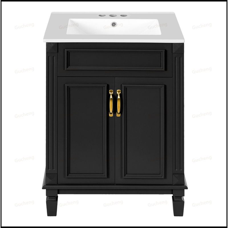 Meuble-lavabo 24 po avec tablette réglable, Noir
