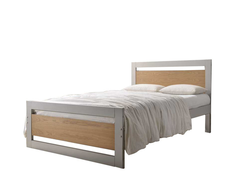 Santoyo Solid Wood Bed, Dark Grey, Double (4'6)