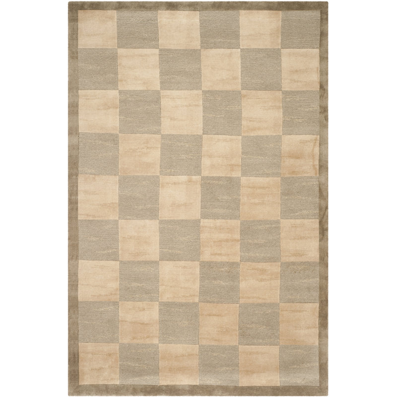 Tibetan Shag Green/Beige Area Rug, Rectangle 10' x 14'