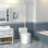 Toilette une pièce contemporaine à macération avec pompe 600W dissimulée pour le sous-sol