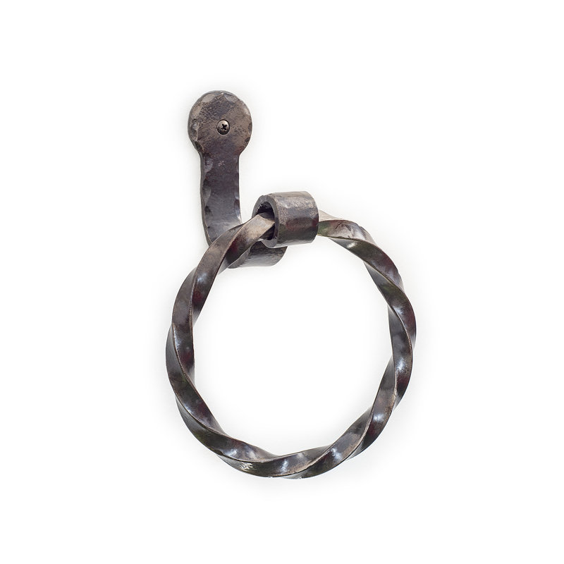 Hand Forged Wrought Iron Towel Ring, Natural Iron