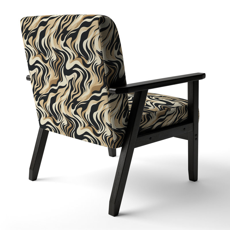 Mocha Zebra Stripes Striped Pattern II - Upholstered Modern & Contemporary Accent Arm Chair