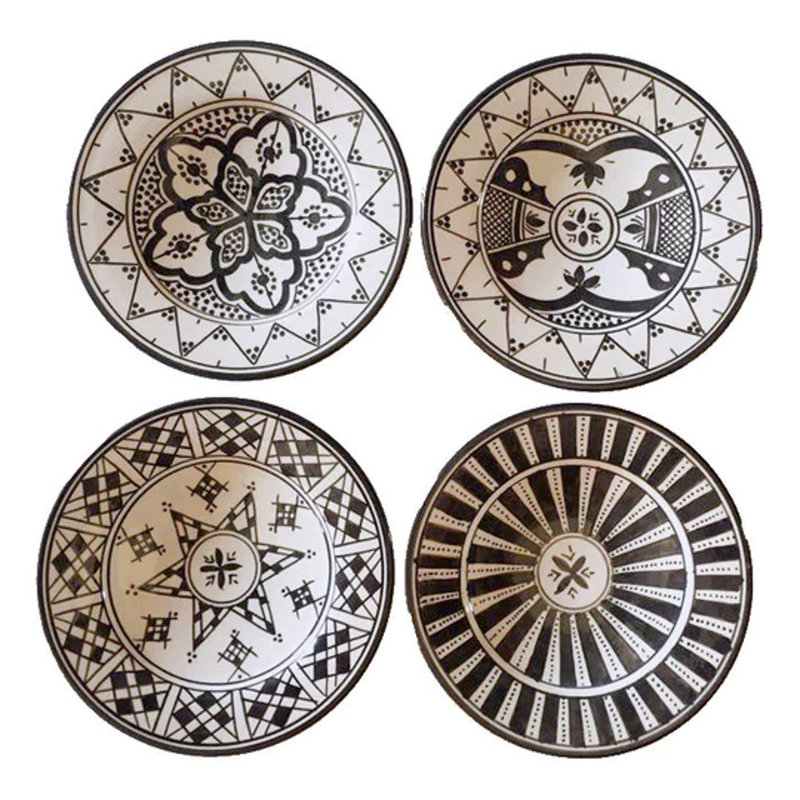 Ensemble de 4 assiettes à hors-d'œuvre Tetjana, Noir