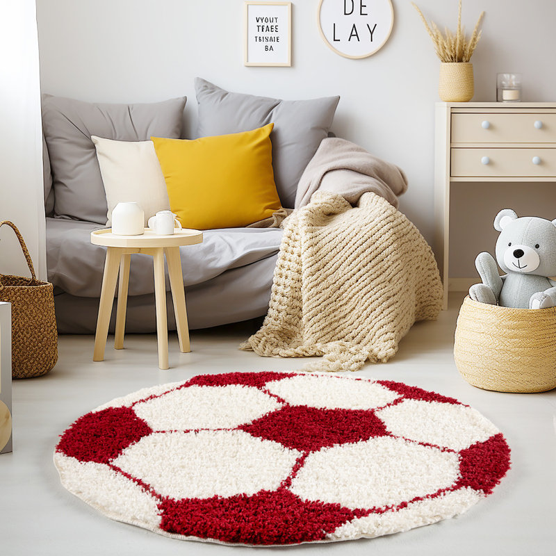Chasteen Shag Rug, Round 100cm, Red