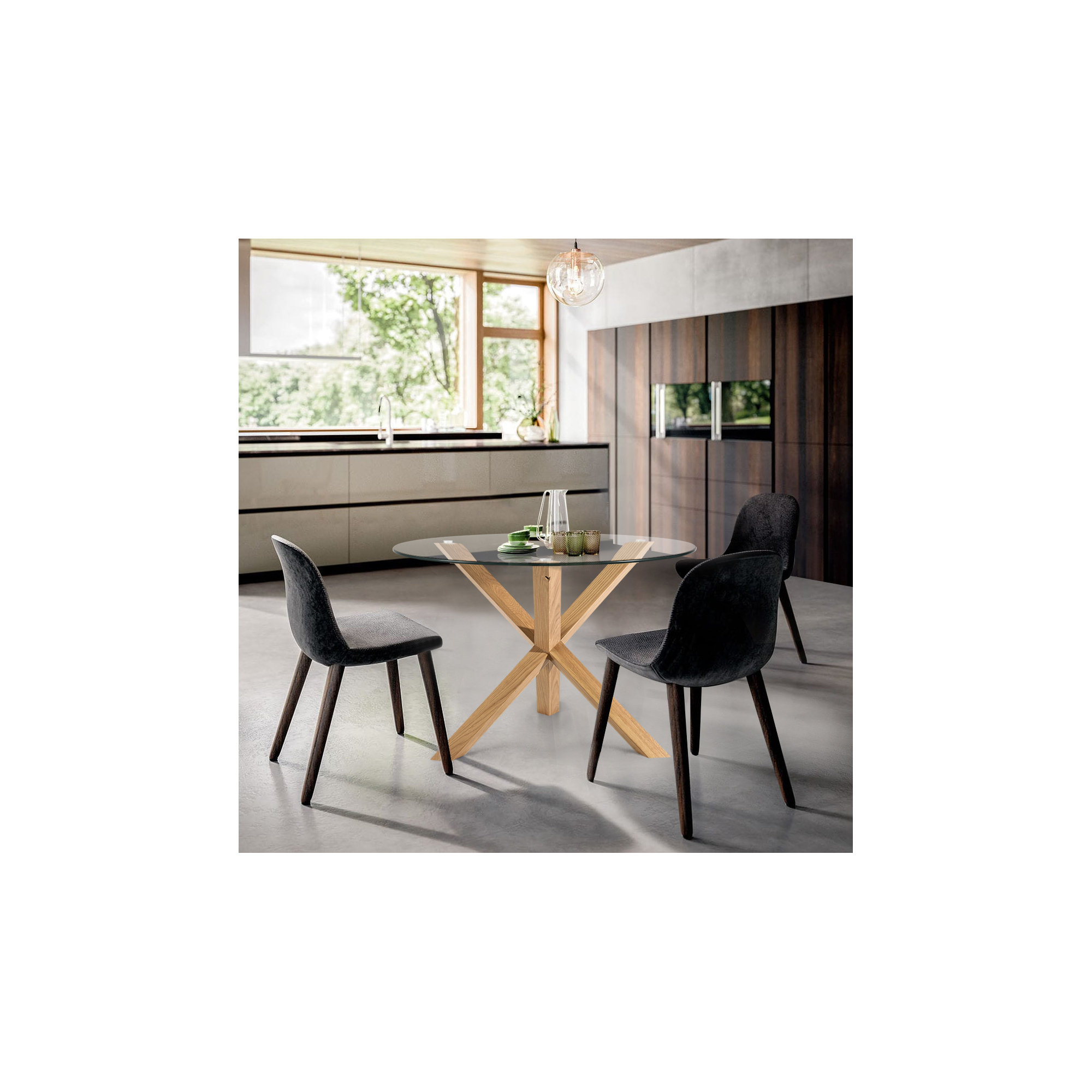 Barnett Round Dining Table, Natural, 30" H x 37.4" W x 37.4" L