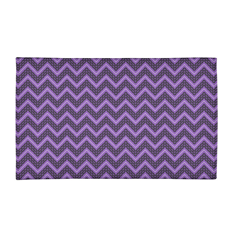 Tapis mauve/noir à chevrons à main inversé, Rectangle 3 pi x 5 pi