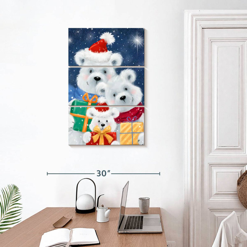 Famille d'ours polaires avec cadeaux Lelend, H 32 po x l 20 po