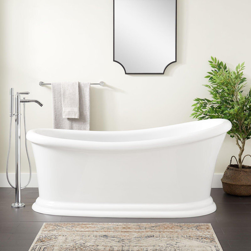 67" Alvaro Acrylic Slipper Tub, White