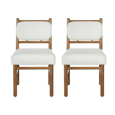 Fabric Upholstered Dining Chairs, Modern Armless Side Chairs with Solid Rubber Wood Legs, Comfortable Mid-Back Padded Seating for Kitchen Dining Room