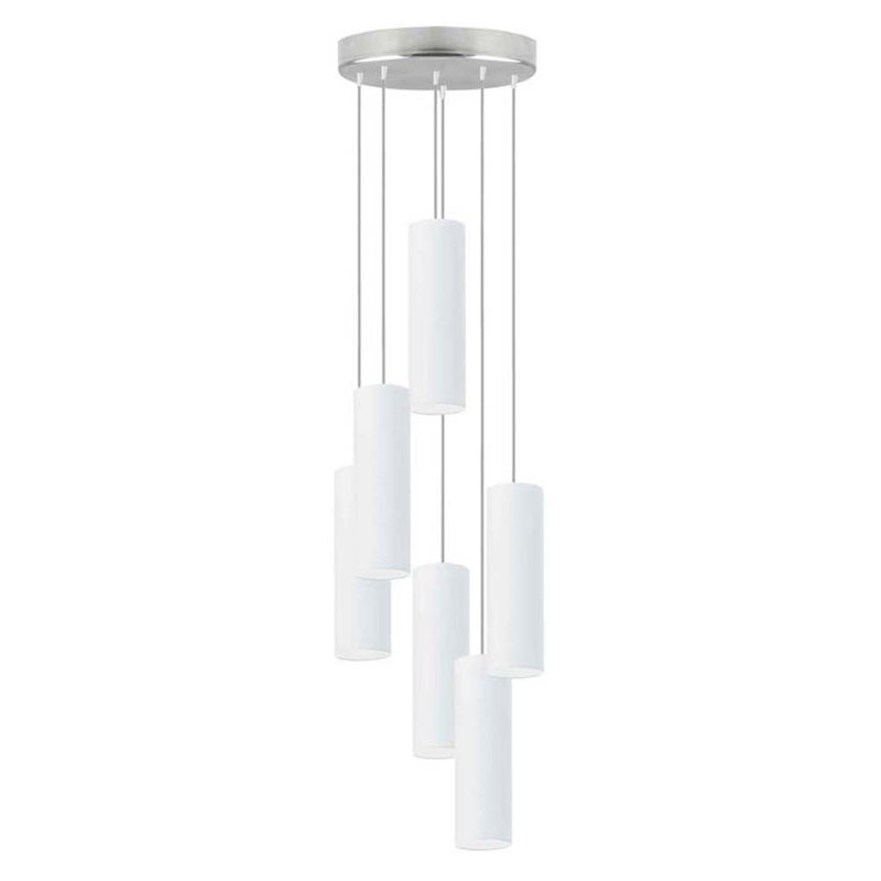Denegal 6 - Light Cluster Pendant, White, Chrome