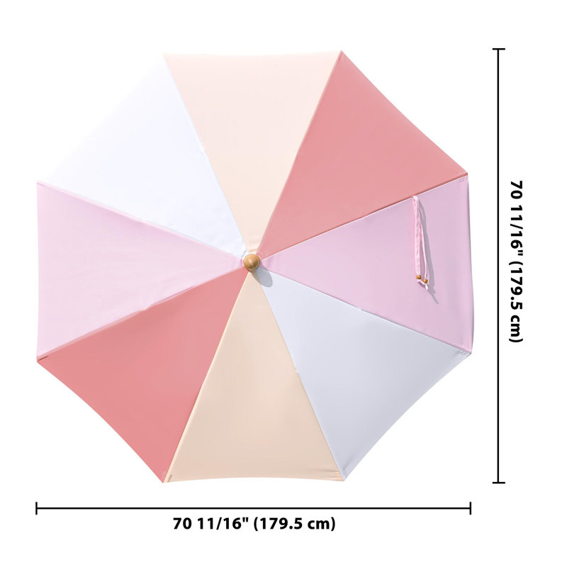 Sughra Urban Modern 6 FT Fringe Umbrella Cover Replacement for Pop-up Shop Market, Artisanal Food Truck, Bistro Sidewalk Cart - Palm Springs, PINK