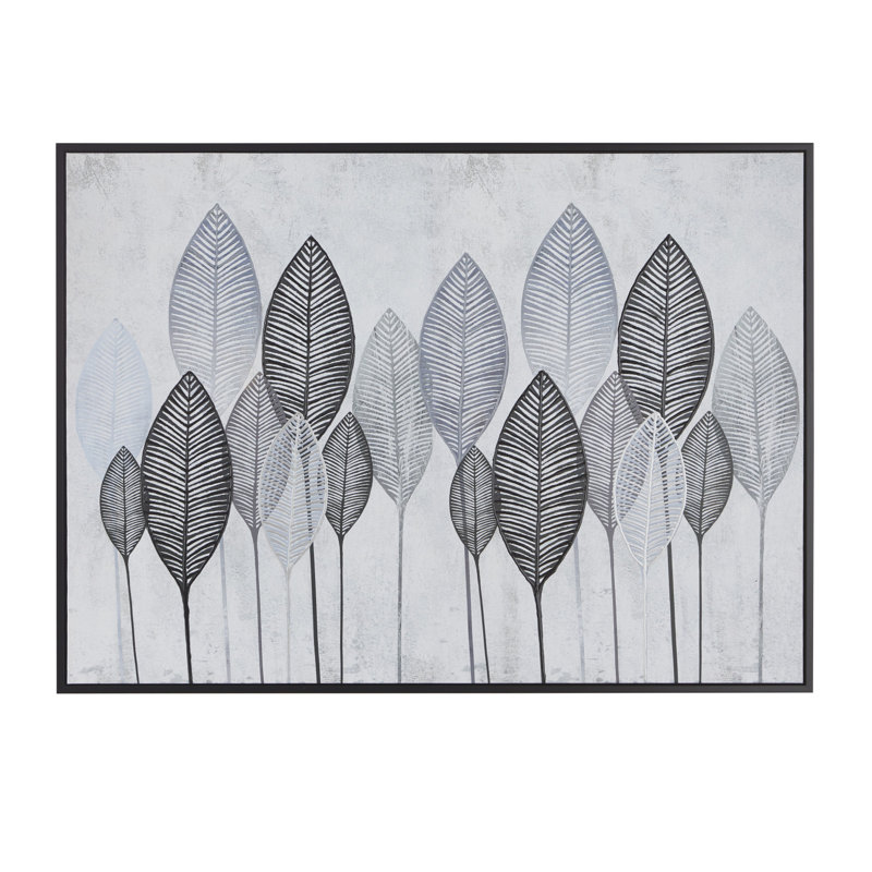 «Black and White Veine Leaves», reproduction encadrée, Noir / blanc, L 65,5 po x H 47,5 po, Noir