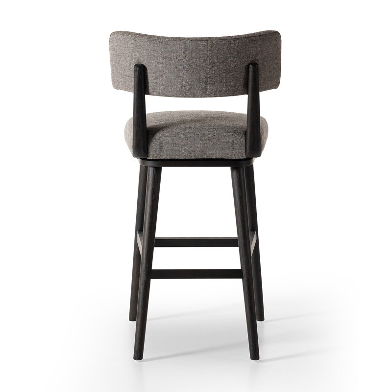 Natural Wood Swivel Counter Stool with Upholstered Seat