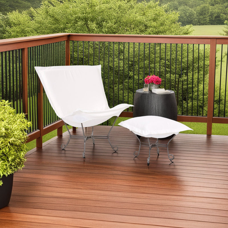 Chaise de patio avec coussins Misayo, Naturel paysage marin