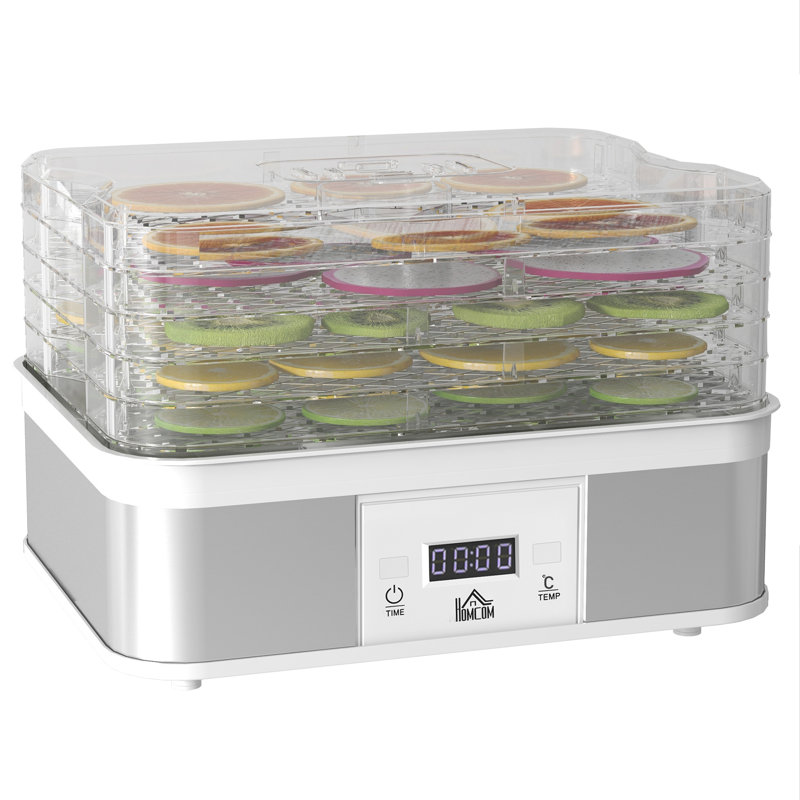 HOMCOM 245W Food Dehydrator, Stainless Steel/White