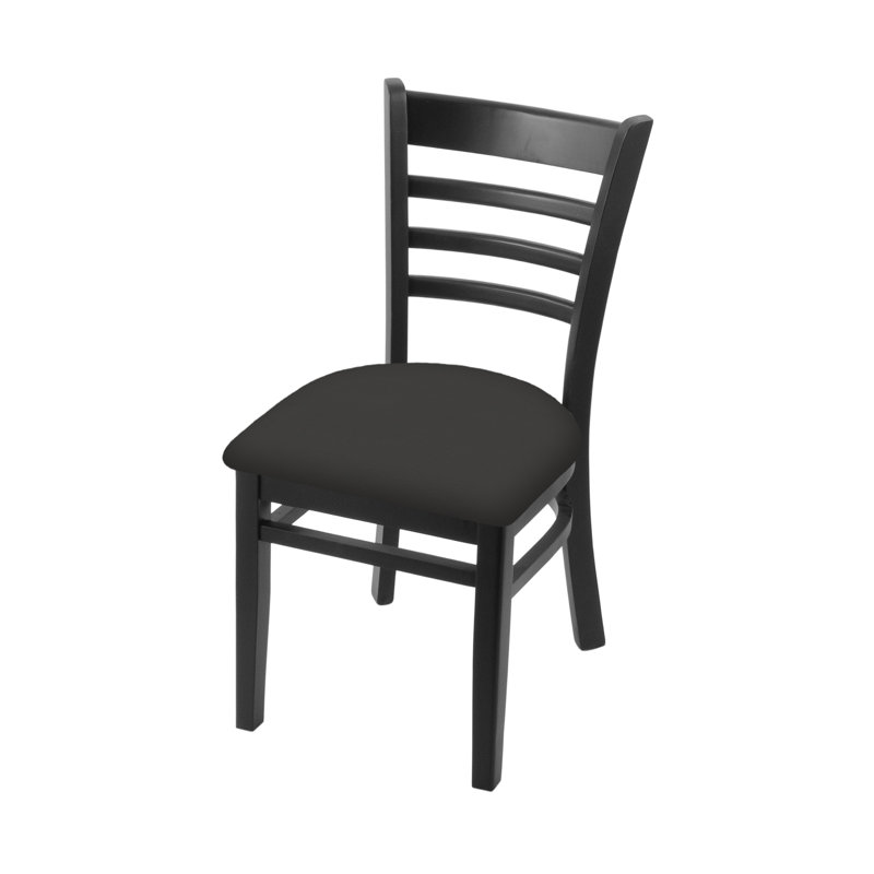 18'' H Upholstered Beech Side Chair, Black, Canter Iron