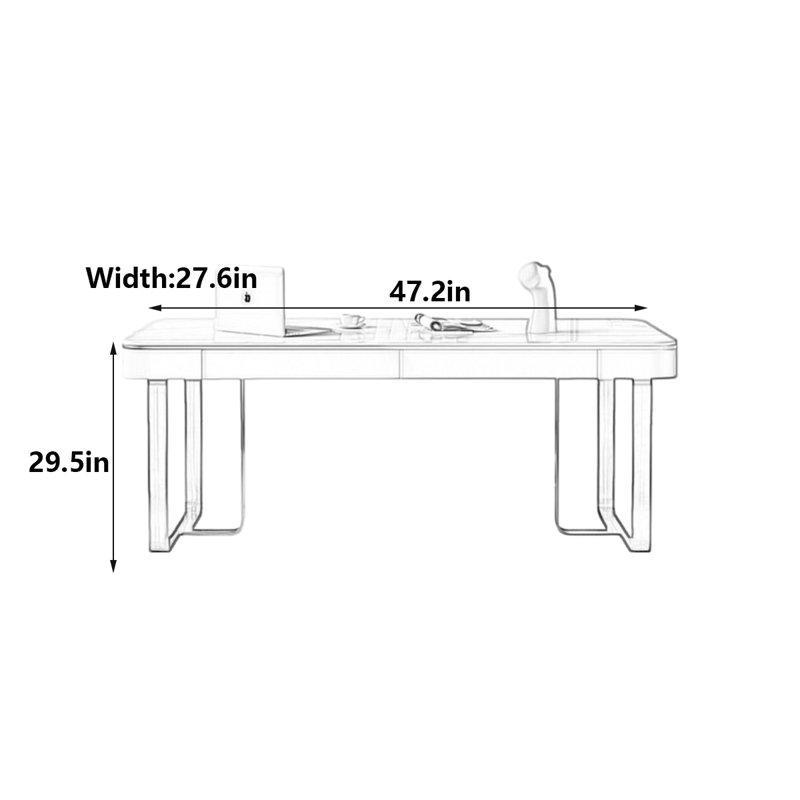 Bureau de luxe en pierre frittée minimaliste, H 29,5 po x l 47,2 po x P 27,6 po