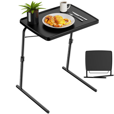 Max TV Tray Table,  Adjustable Large TV Tray For Eating, Folding Dinner Laptop Table On Couch & Bed With 6 Heights & 3 Tilt Angles, Black