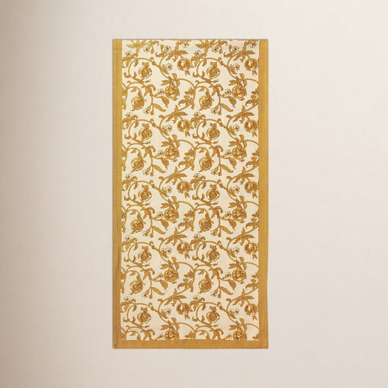 Brona Remove Table Runner, 72" L x 16" W, Mustard/White