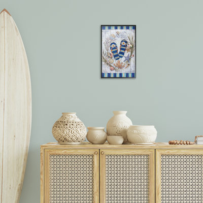 Coastal Wreath & Flip Flops Framed Giclee Art by Geoff Allen