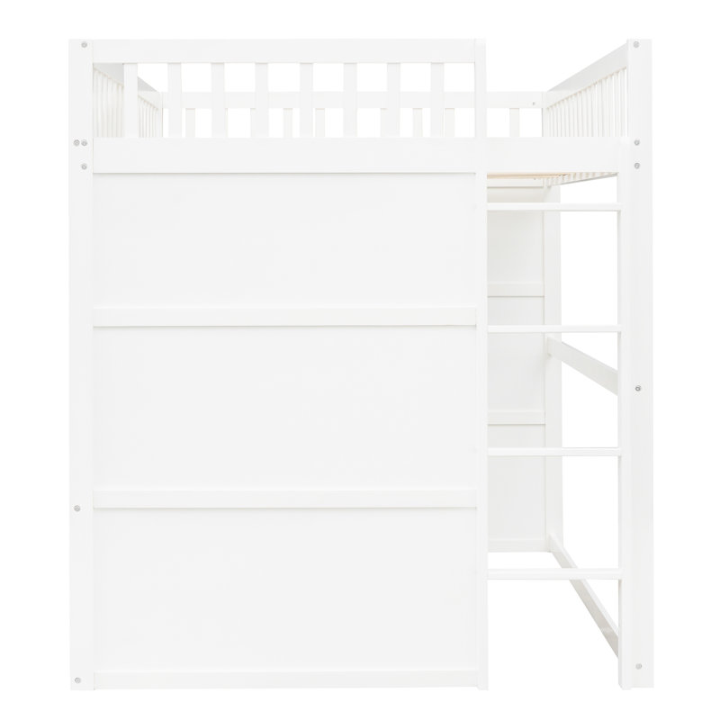 Full Size Loft Bed With - White Solid Wood For A Tranquil Bedroom Construction Calm And Peaceful, Full, White