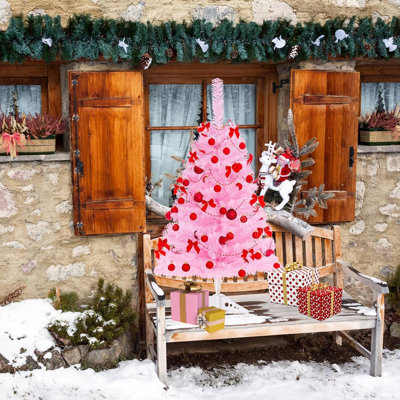 Arbre de Noël artificiel 3 pi avec mini sapin de Noël vert et plateau en plastique pour Noël